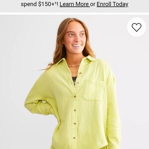 Billabong Yellow Boxy Long Sleeve Button Down